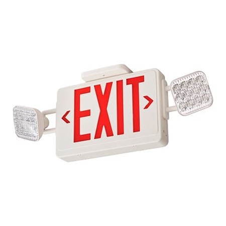 Lithonia Lighting Lithonia Lighting Emergency LED Exit Sign Combo Unit W/ Square Lamp Heads, White ECRG-SQ-M6